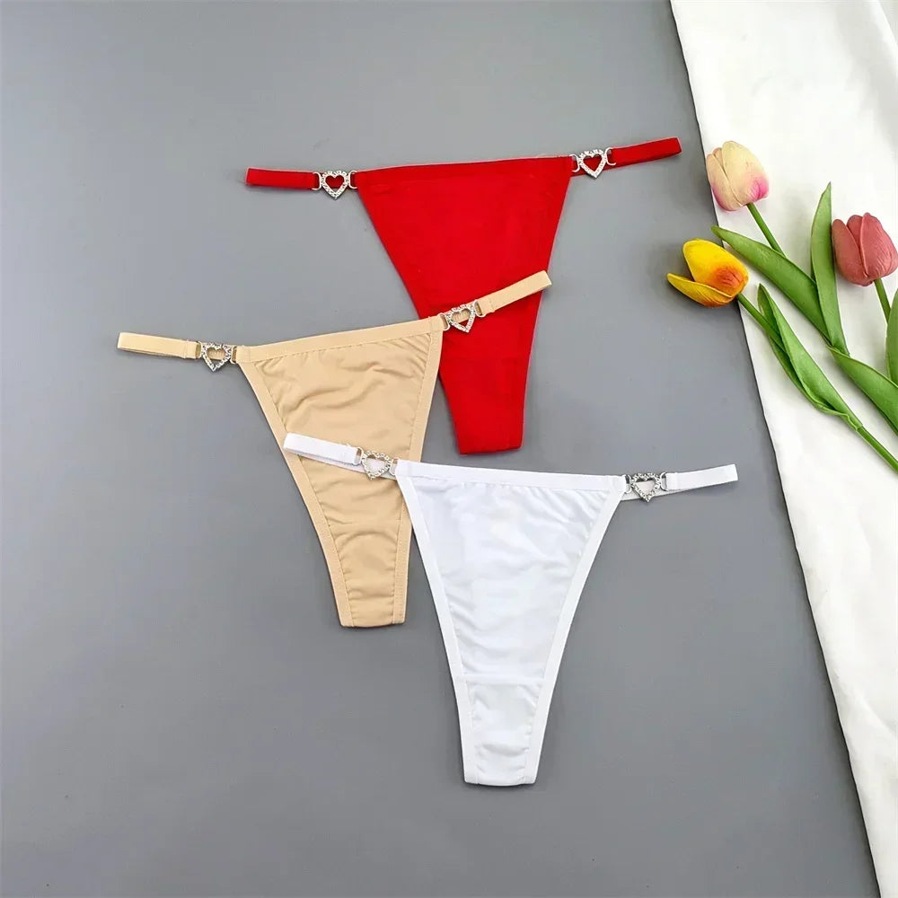 Set 3 Perizomi Sexy con Fibbia Strass – Effetto Ghiaccio, Invisibili, Ultra Comfort