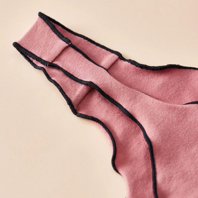 Set 4 pezzi perizomi donna in cotone – solid color, vita bassa, fascia T-back con fiocco, underwear comodo quotidiano