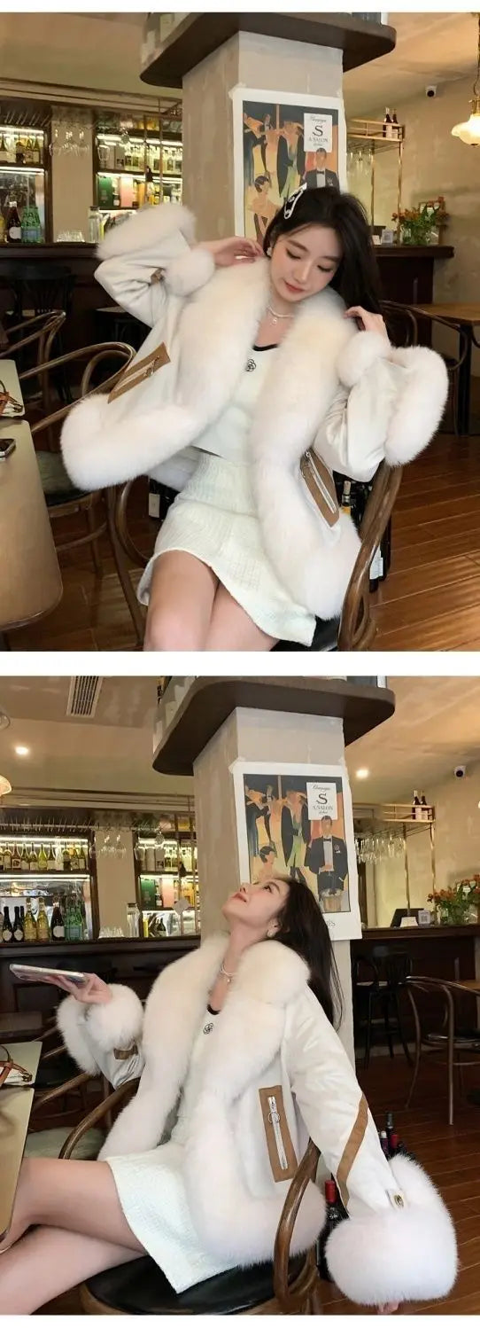 Cappotto corto in pelliccia sintetica volpe 2025 – giacca imbottita effetto fox fur, caldo e alla moda