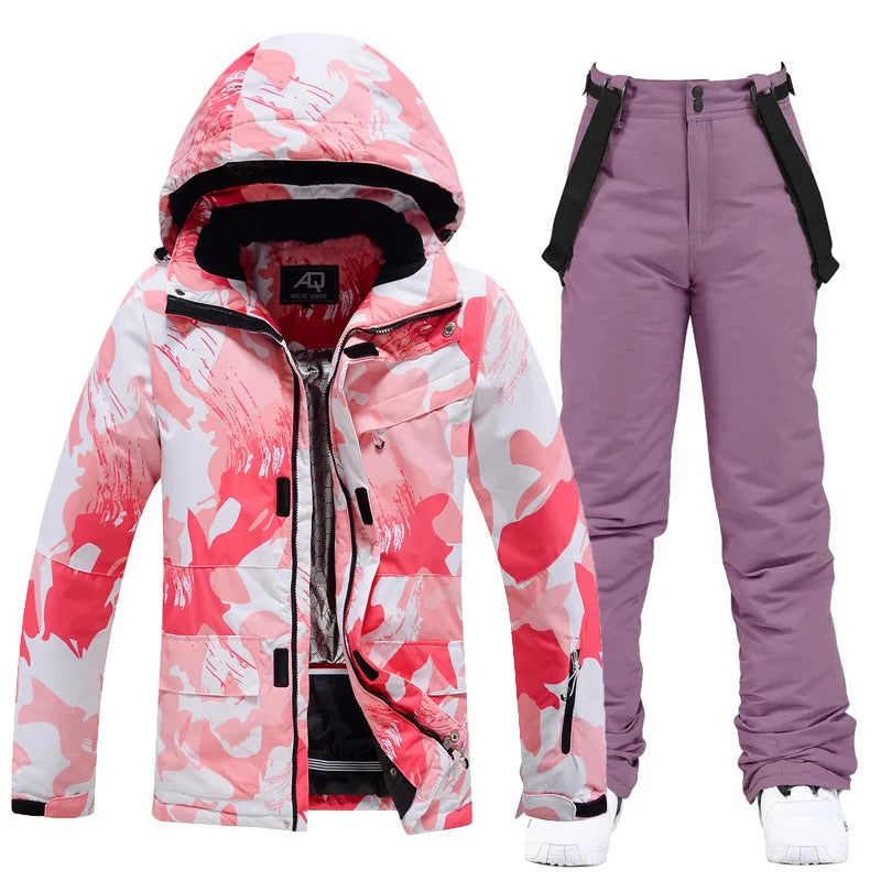 Tuta da sci donna impermeabile e antivento 2-pezzi – giacca + pantaloni snowboard invernale 2025, windproof & waterproof