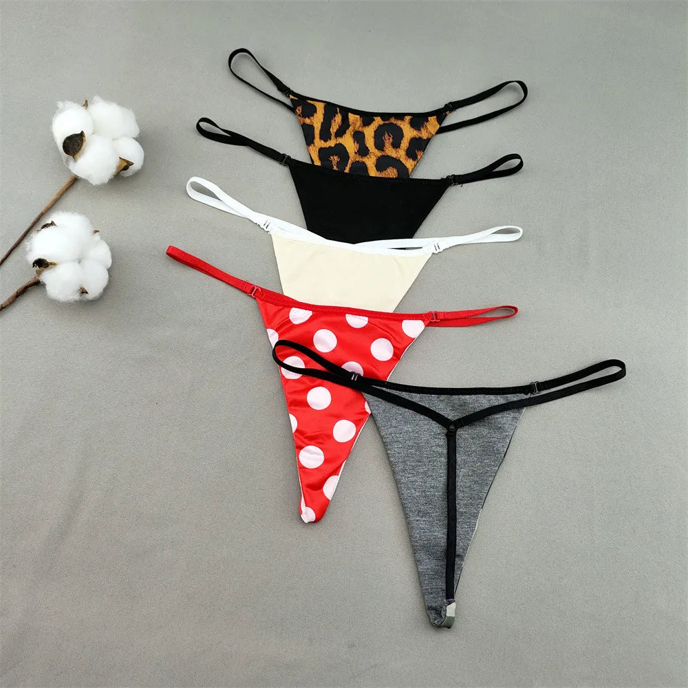 Perizoma sexy a due strati in cotone con schiena a T, da donna, a vita bassa, con stampa zebra/serpente/leopardo, senza cuciture