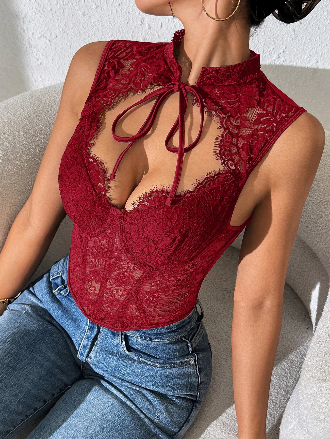 Top Corsetto in Pizzo Donna – Canotta Sexy Aderente