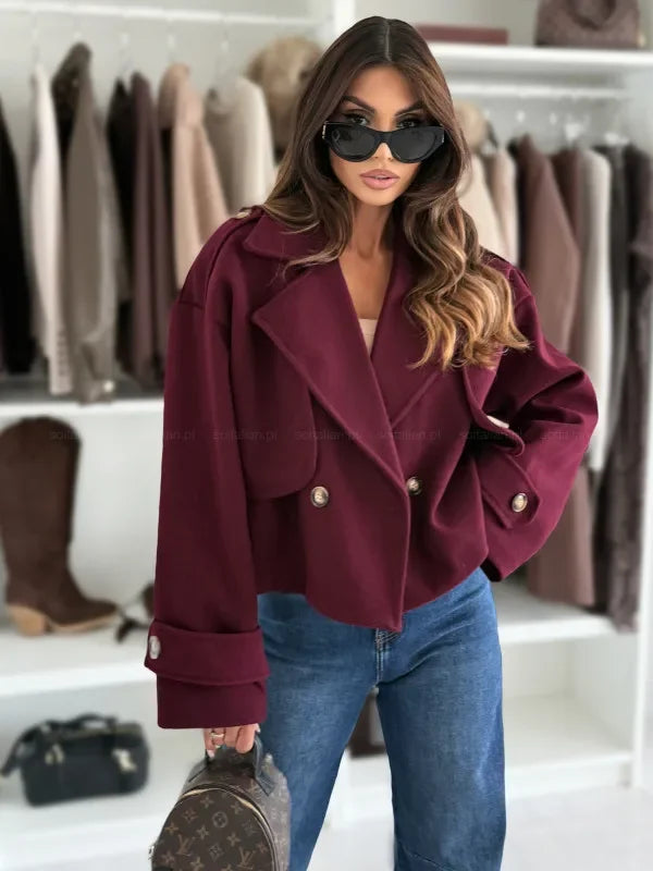 Mini coat in lana donna 2025 – Giacca corta con collo da tailleur, versatile ed elegante per l’autunno/inverno