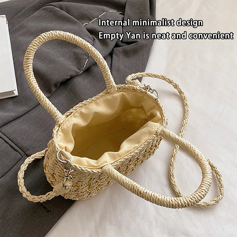 Borsa Piccola a Tracolla Donna in Paglia Intrecciata - Leggera e Trendy