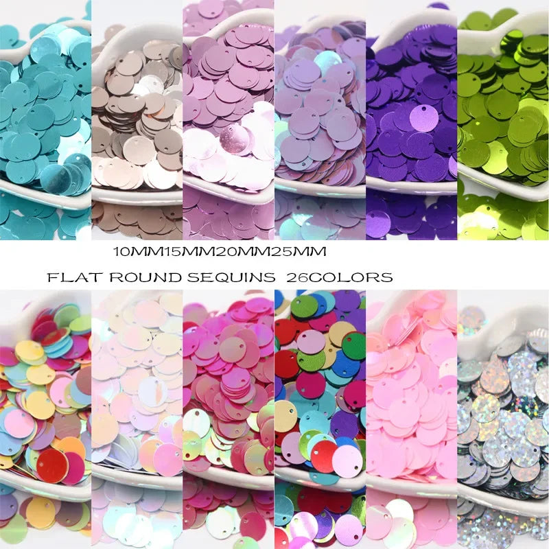 Paillettes Flat Rotonde 10–25 mm con Foro – 10 g , Costumi, Scialli, Danza, Scrapbooking e Decorazioni