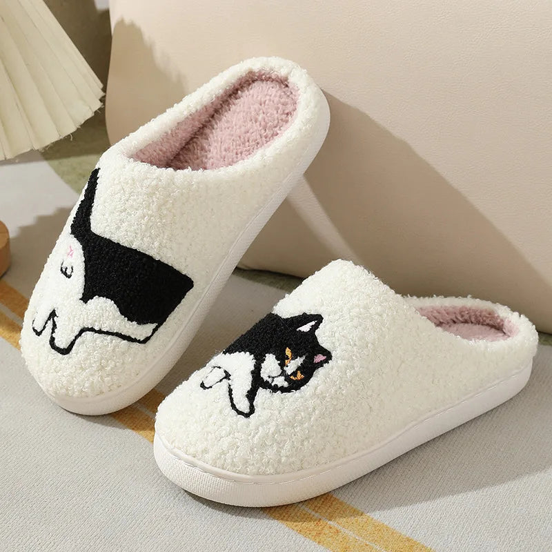 Ciabatte indoor donna 2025 – con bassotto o gatto ricamato suola antiscivolo