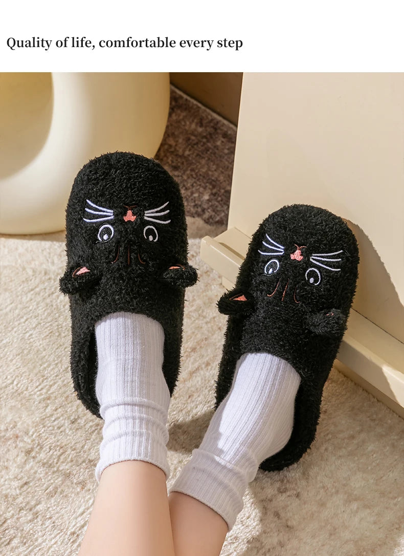 Pantofole Peluche Gatto Unisex per Casa, Invernali, Antiscivolo, Morbide e Calde