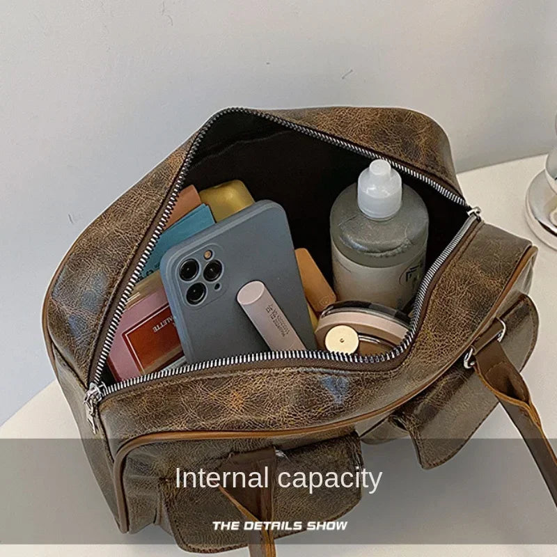 Borsa baguette donna retrò con doppie tasche frontali – trendy piccola underarm per il 2025