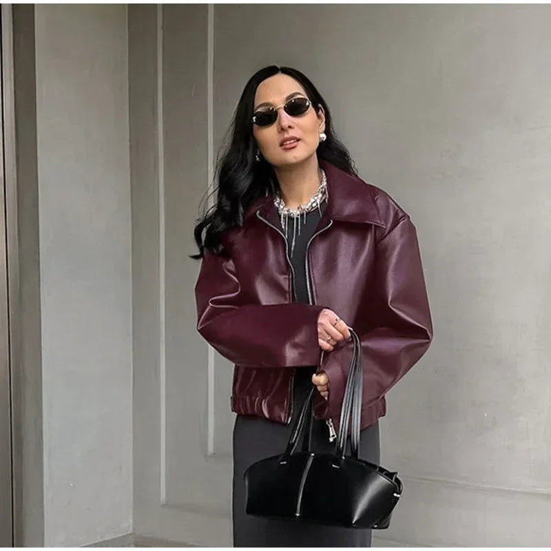 Giacca Donna in Similpelle con Zip e Colletto - immagine 25