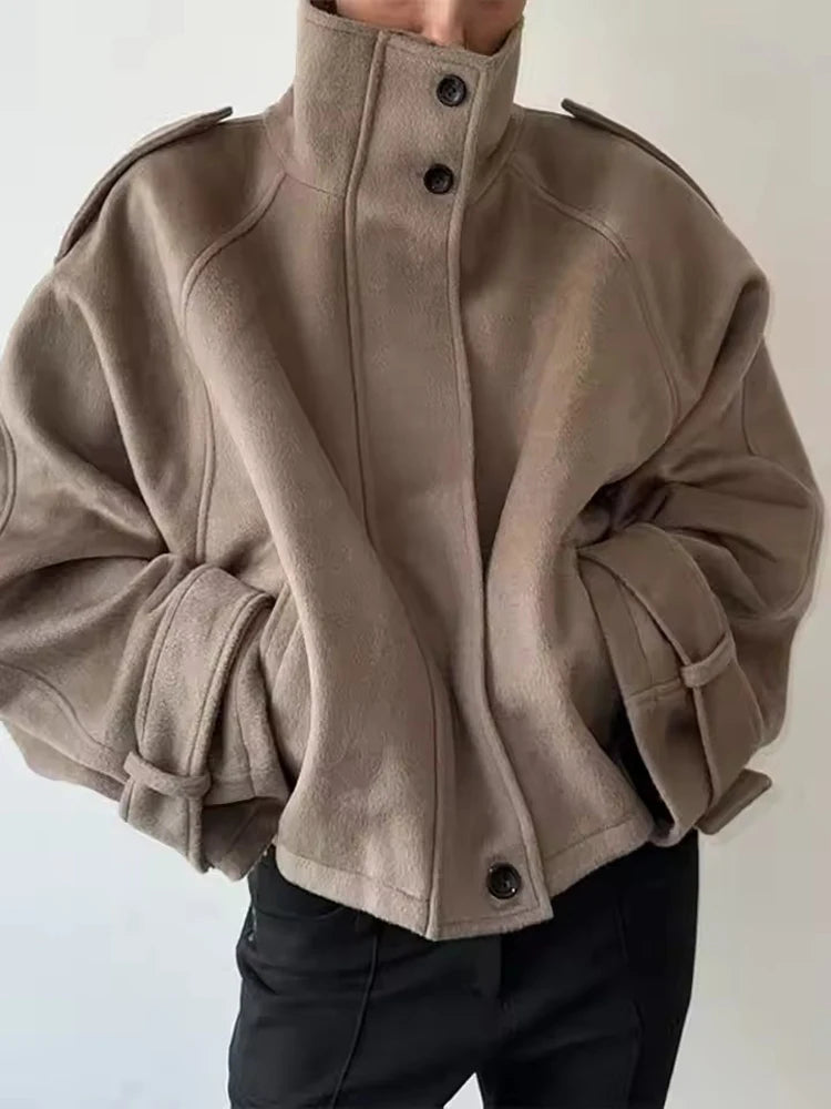Cappotto Corto Donna Collo Alto con Zip e Tasche - immagine 22
