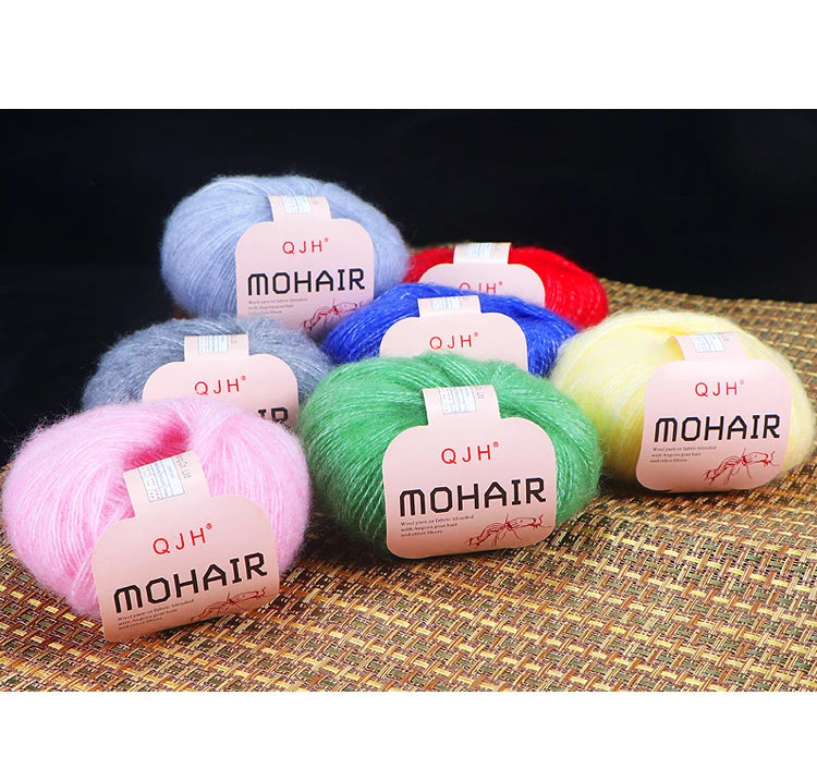 Set 6 gomitoli filato mohair morbido – lana angora effetto fluffy per maglioni, sciarpe, shawl fai-da-te