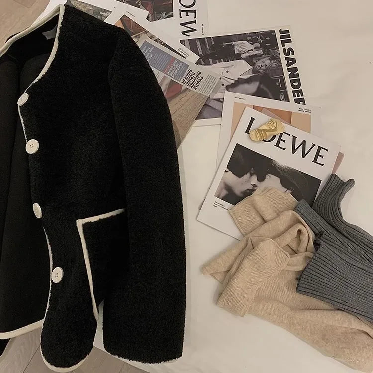 Giacca corta in pelliccia d'agnello donna – Cappotto oversize imbottito per l'inverno, taglie piccole disponibili