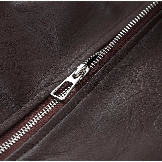 Giacca bomber donna marrone vintage con collo a rever, cintura e zip ‒ outerwear street chic autunno/inverno 2025