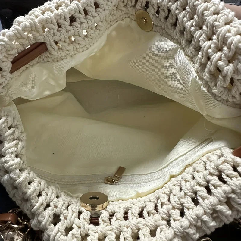 Borsa in Paglia Beige Donna a Tracolla – Estivo Casual Chic