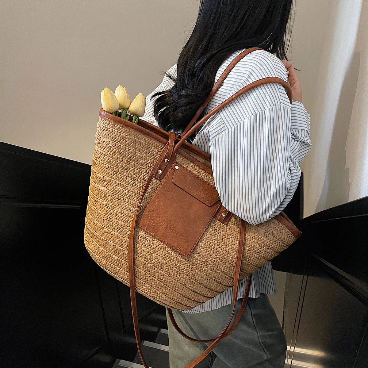 Borsa Donna in Paglia Intrecciata – Tote Estiva con Zip