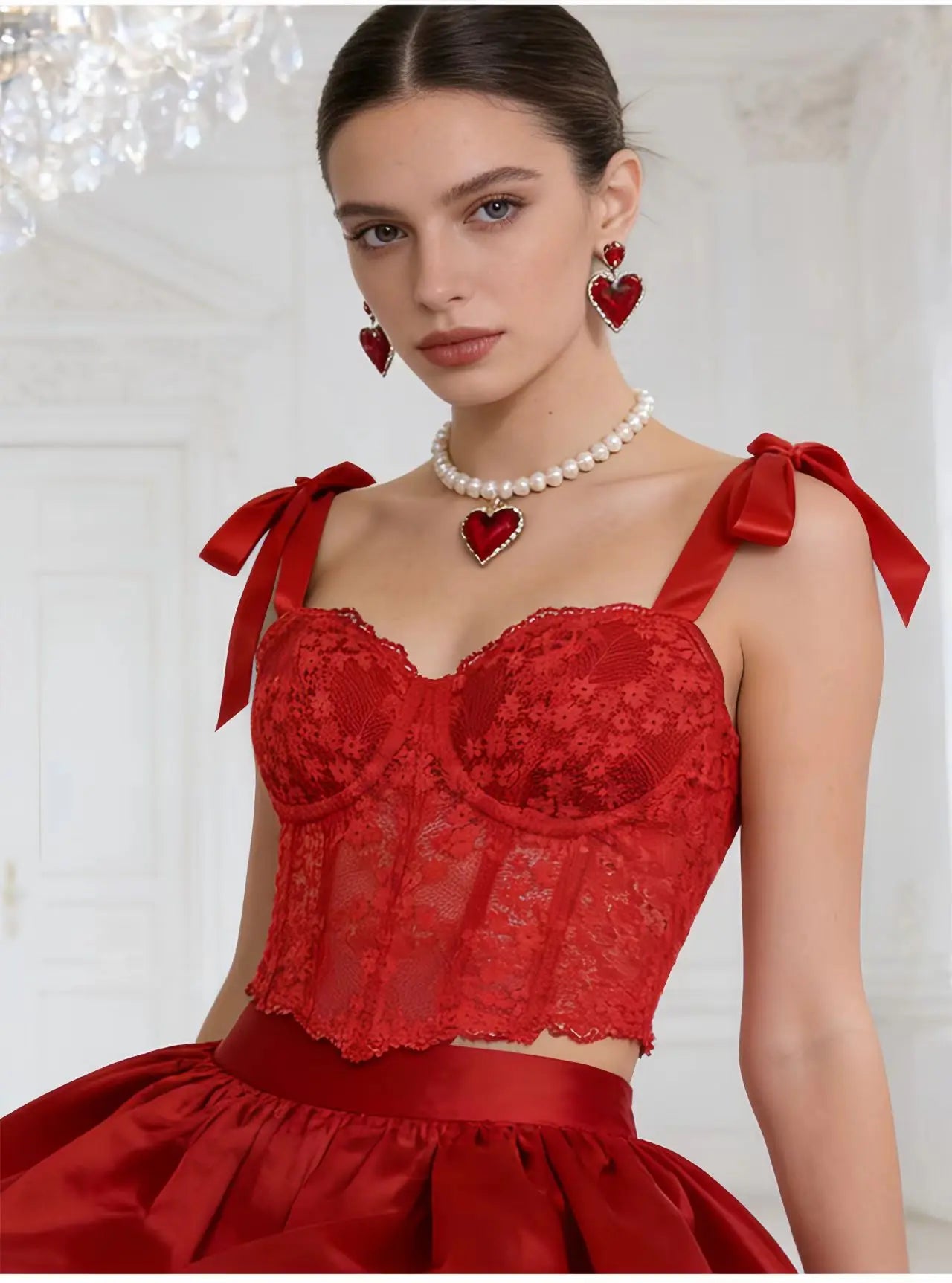 Corsetto Sexy in Pizzo Trasparente – Bustier Push Up Donna