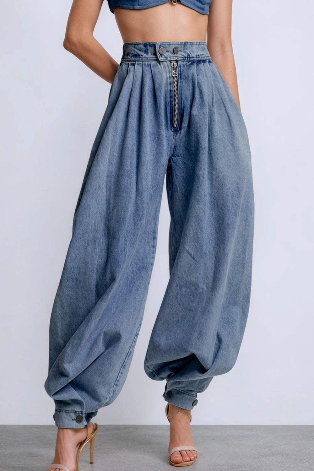 Jeans Balloon Cargo Donna Vita Alta – Denim Loose Streetwear Vintage