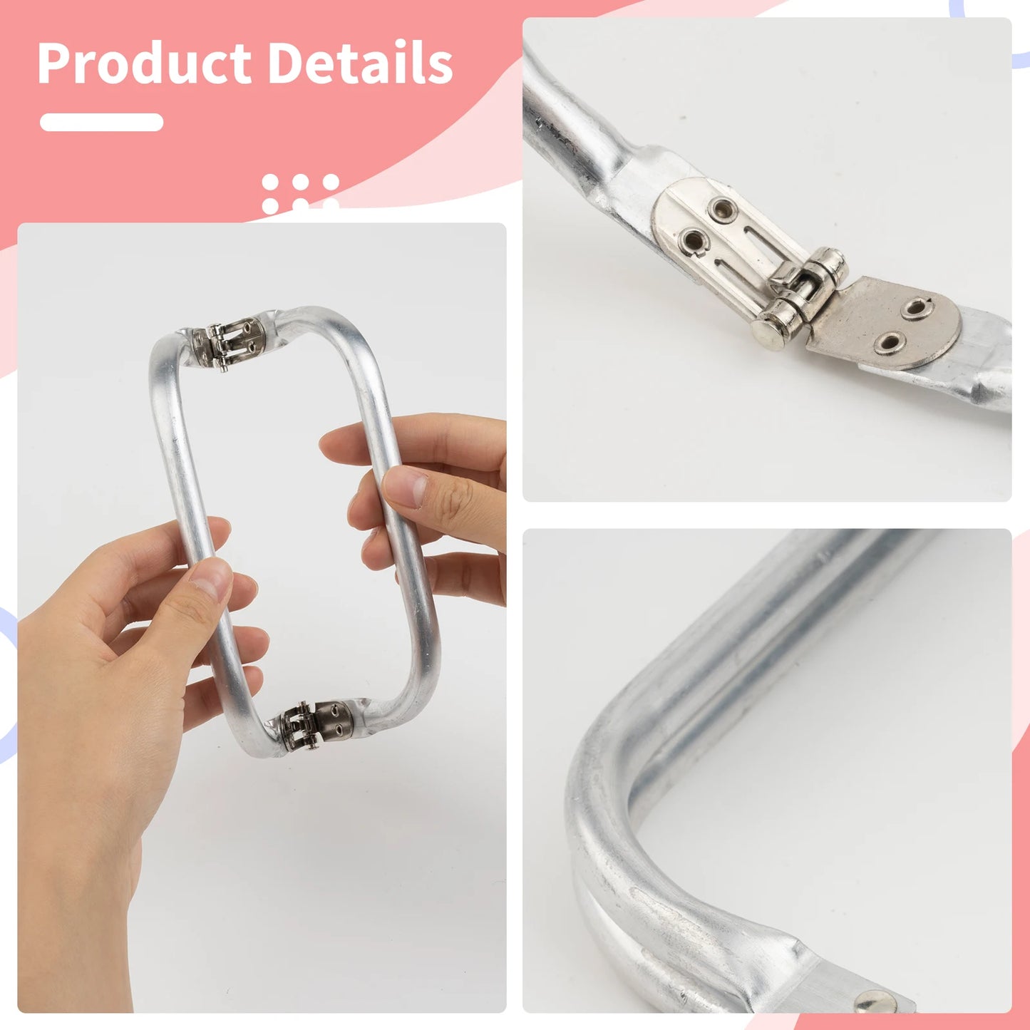 Telaio in Alluminio per Borsa Clutch – Manico a Tubo, Cornice con Molla per Wallet, Doctor Bag e Borse Fai-da-Te