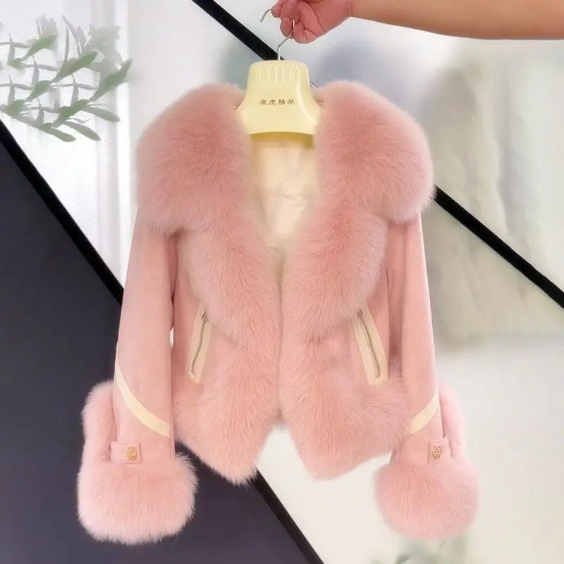 Cappotto corto in pelliccia sintetica volpe 2025 – giacca imbottita effetto fox fur, caldo e alla moda
