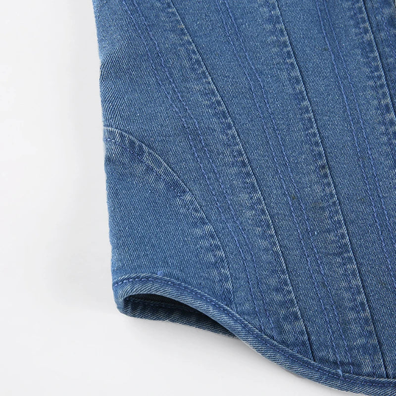 Corsetto Denim Donna Strapless – Top Y2K Modellante