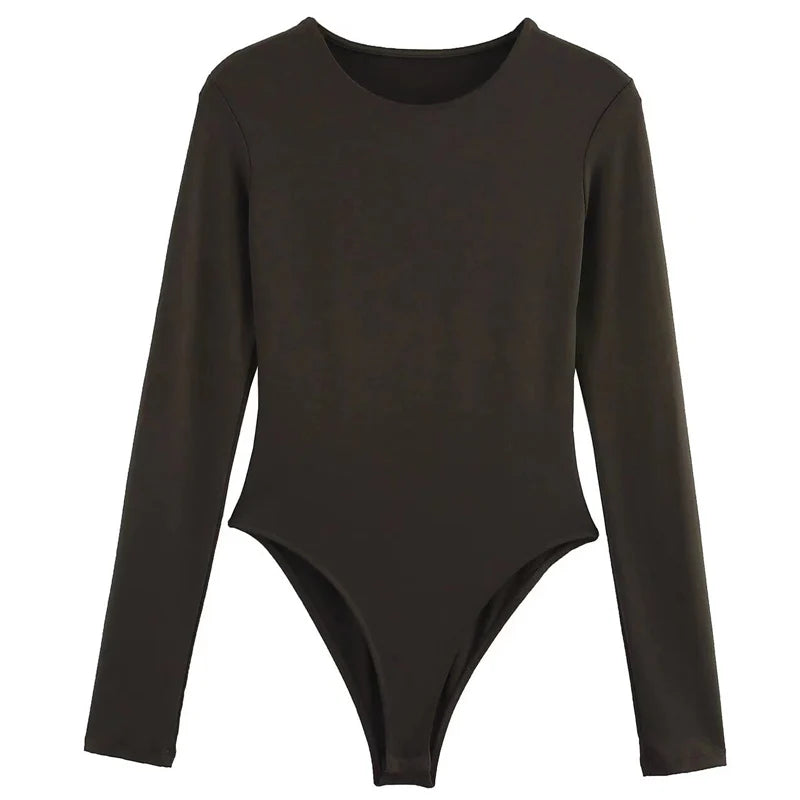 Bodysuit nero a manica lunga – body aderente sexy 2025 per donne, multiuso e lingerie