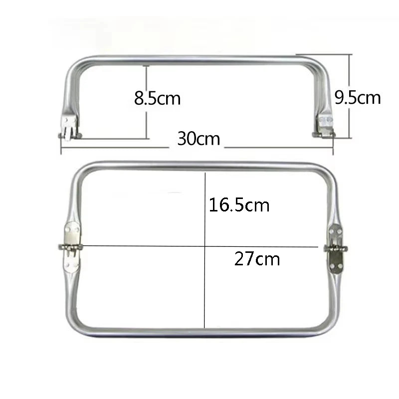 Set 10 Chiusure in Alluminio Argento per Borse Uncinetto – Chiusura a Scatto per Pochette, Clutch e Doctor Bag (16-40 cm)