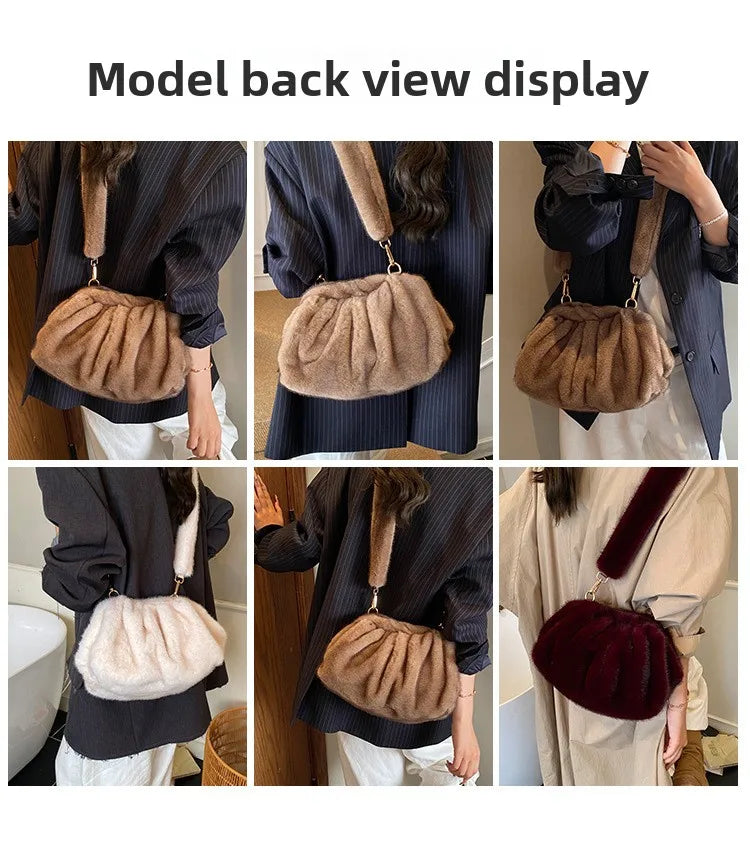 Borsa Crossbody Fluffy Cloud in Ecopelliccia – Clutch Imbottita d’Inverno per Donna, Versatile e Morbida