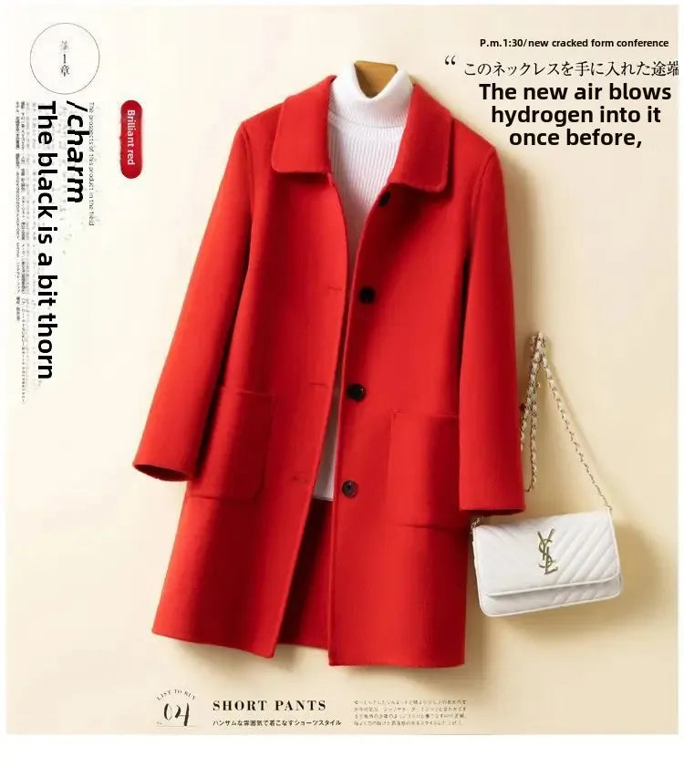 Cappotto in lana donna – Overcoat doppio lato, taglio medio, stile elegante per autunno e inverno