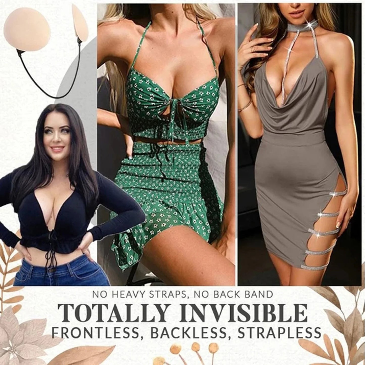 Reggiseno Invisibile Push-Up Senza Spalline Autoadesivo – Effetto Lifting per Abiti Eleganti