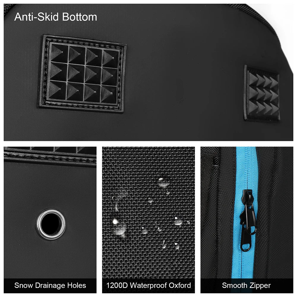 Zaino da viaggio sci/snowboard 50 L impermeabile – borsa scarponi & casco, scomparto wet/dry, trasporto attrezzatura neve