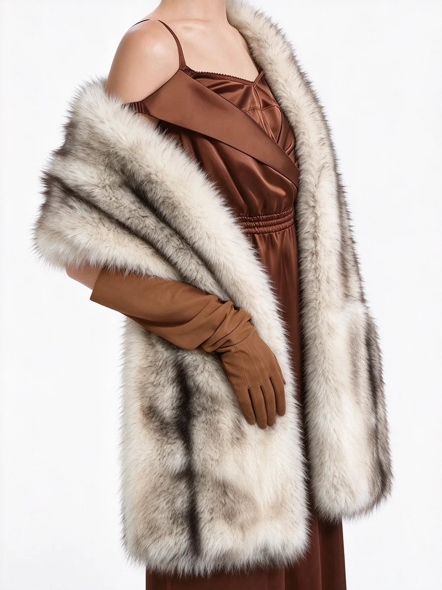 Sciarpa donna in pelliccia sintetica con tasche marrone