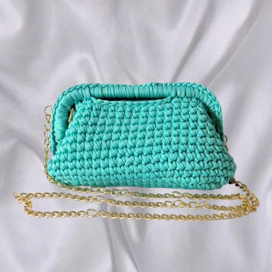 Borsa Clutch Donna Intrecciata a Spalla in Stile Crochet – Bag Elegante Fatta a Mano