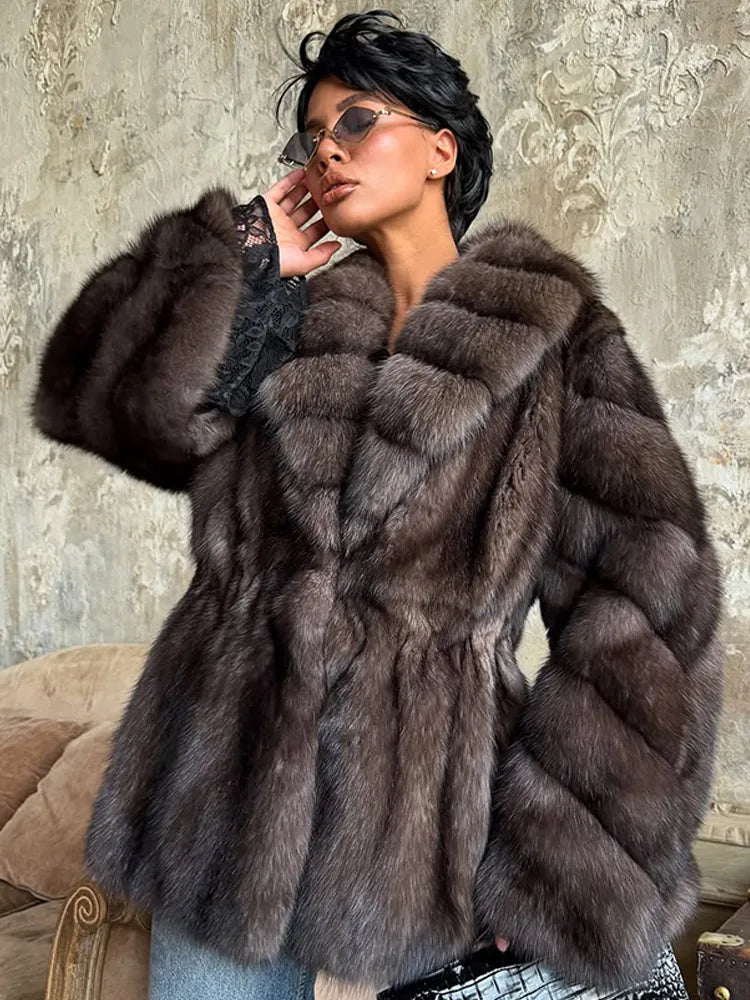 Cappotto lungo in pelliccia sintetica con colletto a revers – giacca maxi donna calda e lussuosa per l'inverno 2025