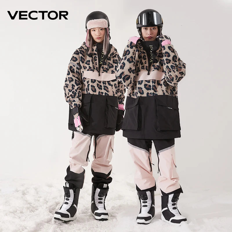 Tuta da sci unisex con cappuccio e dettagli riflettenti – giacca imbottita, impermeabile e termica per sport invernali