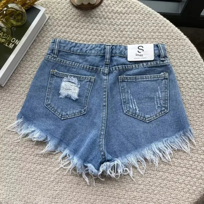 Shorts in denim donna vita alta – modello gamba larga snellente, perfetti per l’estate