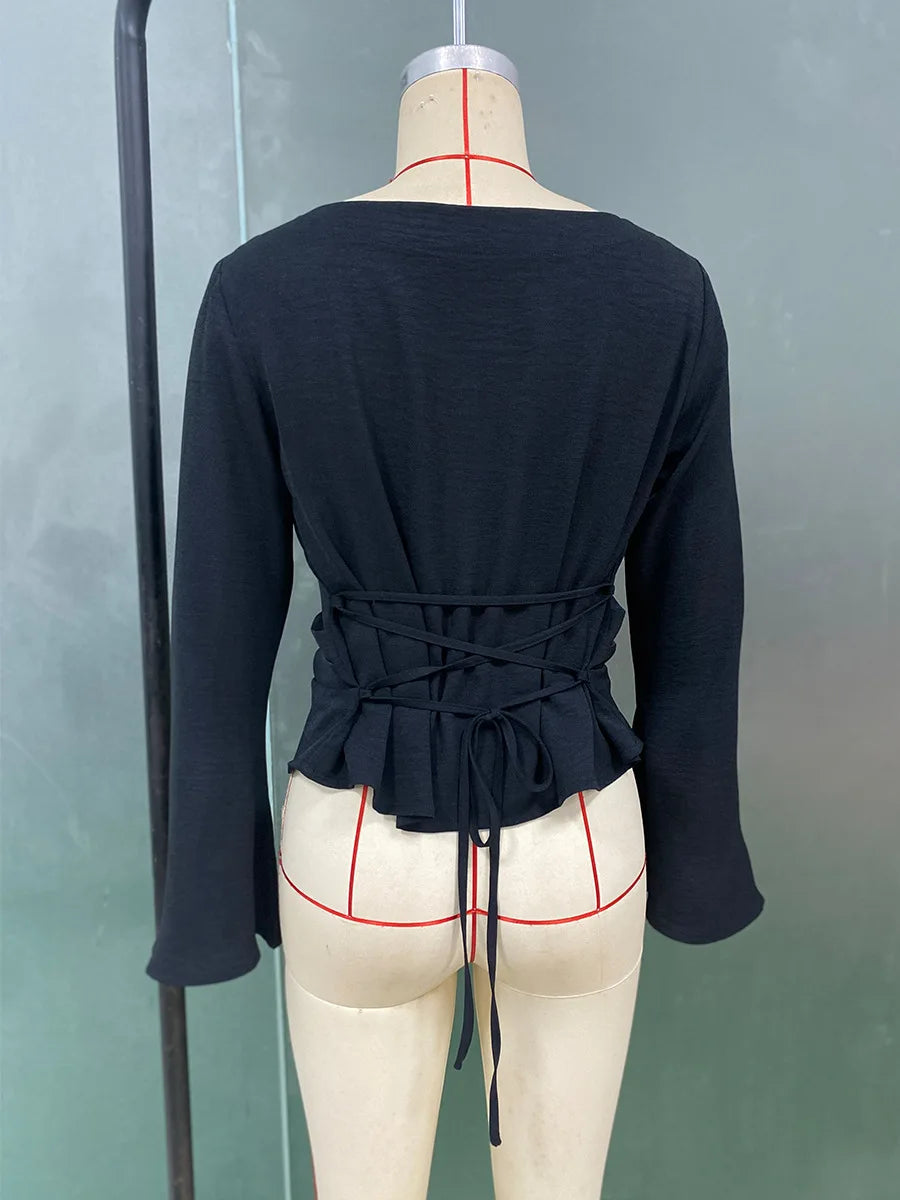 Maglia nera manica lunga con cappuccio da donna – stile elegante per pendolarismo, primavera/autunno, colore puro, poliestere, scollo rotondo