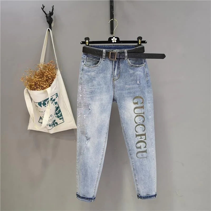 Jeans donna vita alta skinny 5XL – Denim elasticizzato primavera 2025