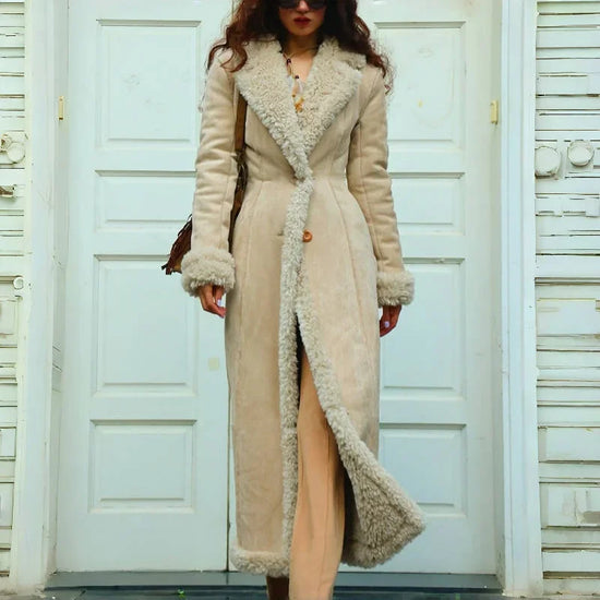 Cappotto invernale donna 2025 – lungo in misto lana e cotone, giacca imbottita spessa anti-freddo