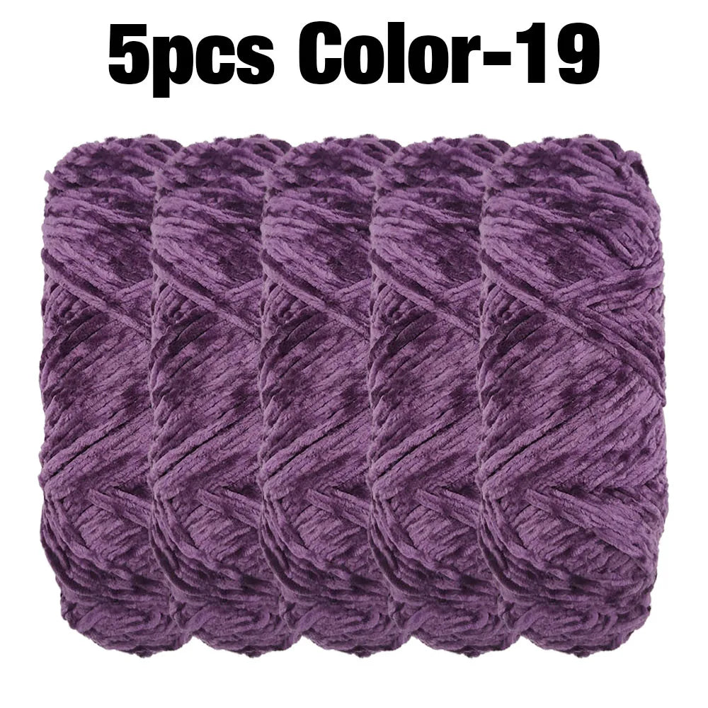 Set 5 rotoli filato ciniglia velluto 100 g – filo morbido e caldo per coperta, maglione, cuscini, DIY