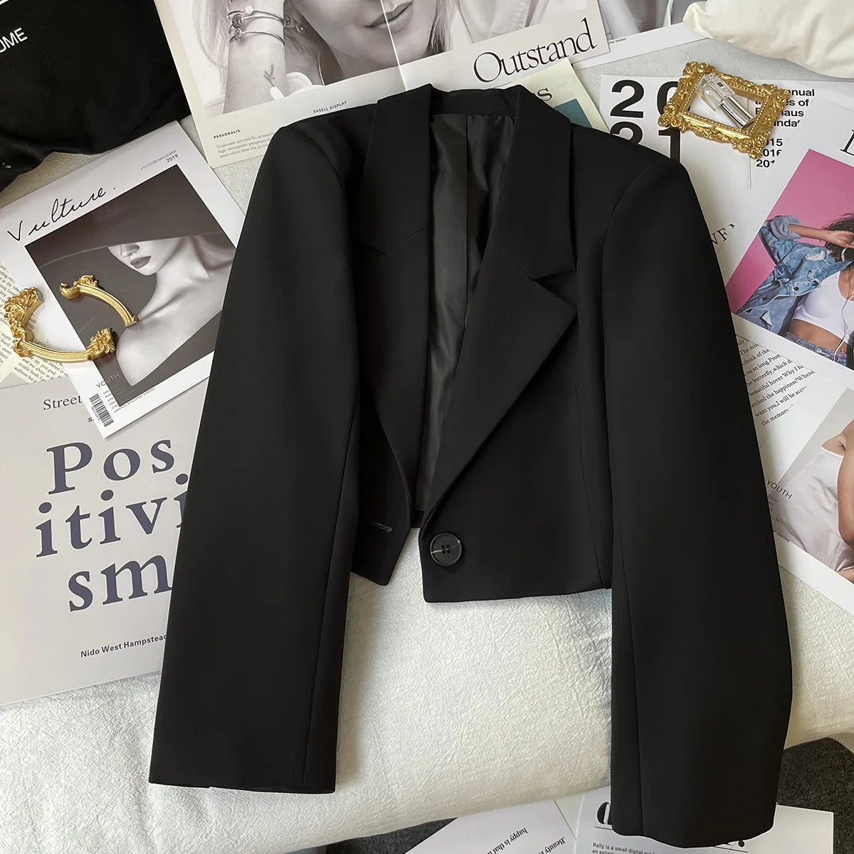 Blazer Donna Corto Nero Elegante – Giacca Casual Chic