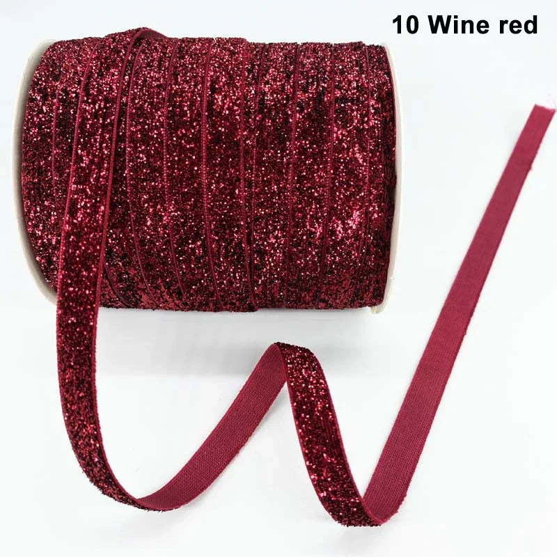 Nastro velluto glitter 10 mm – 50 metri multicolore per decorazioni, fai-da-te, confezioni regalo e artigianato