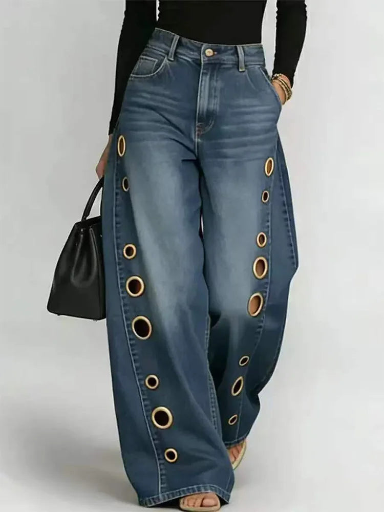 Jeans Donna Wide Leg con Pizzo – Denim Fashion Y2K