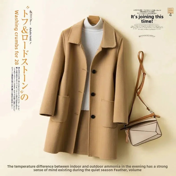 Cappotto in lana donna – Overcoat doppio lato, taglio medio, stile elegante per autunno e inverno