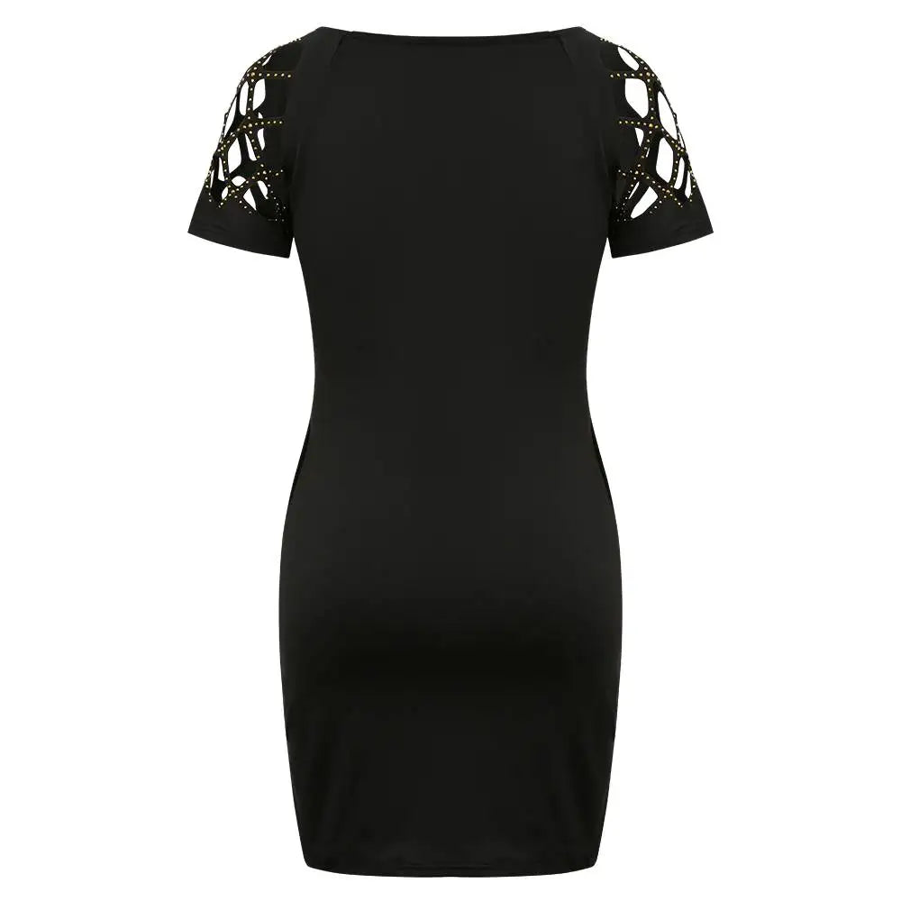 Mini Dress Bodycon Paillettes Donna – O‑Neck, Maniche Corte, Estate 2025