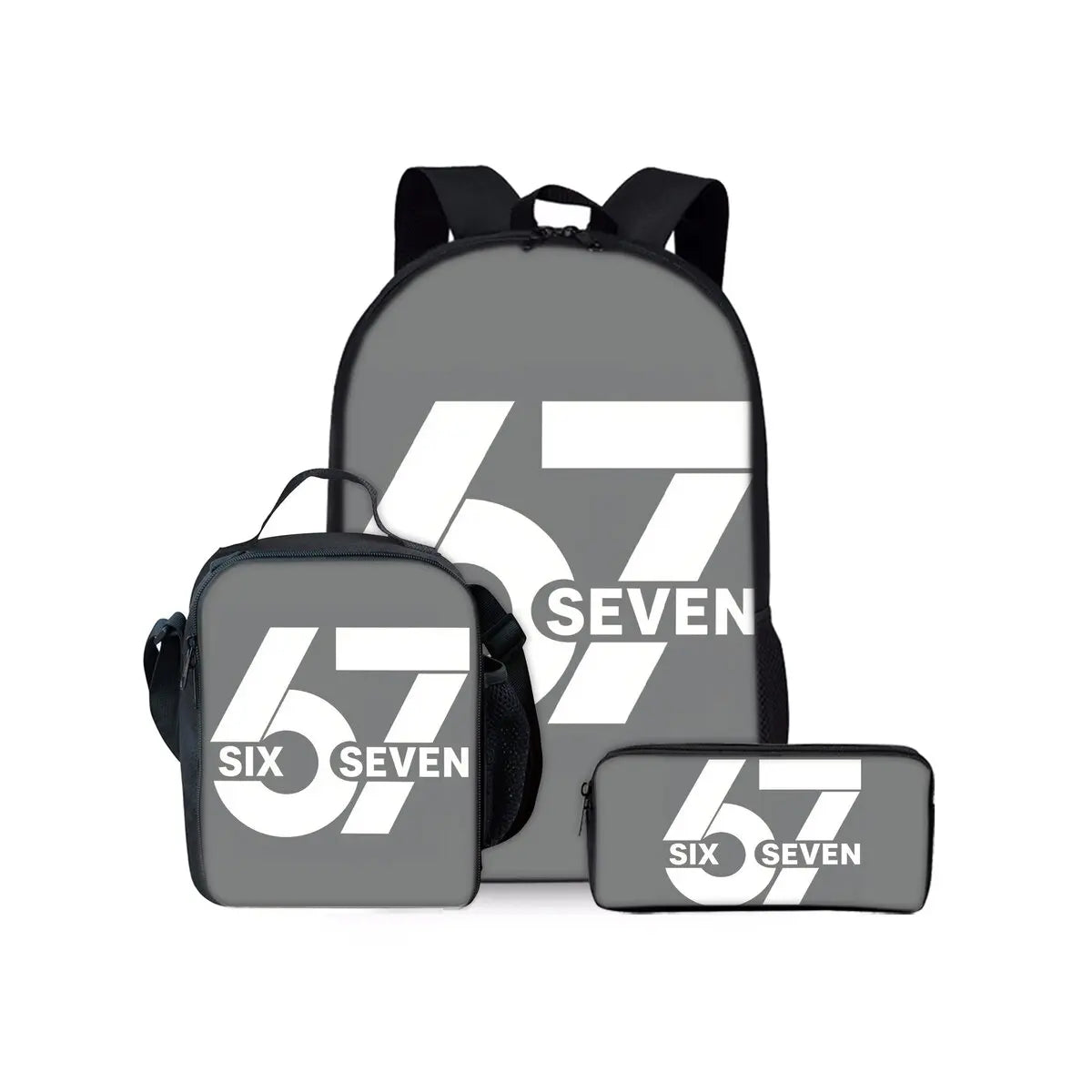 New Colorful Number 67 Print Three Piece Set Backpacks for Boy and Girls Best Gifts 2D Flat Cartoon School Bag for Children
