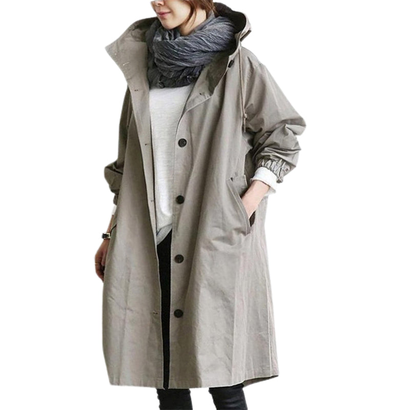 Giacca windbreaker donna con cappuccio, tasche e chiusura a bottoni – antivento, impermeabile, quick-dry, perfetta per escursioni e outdoor