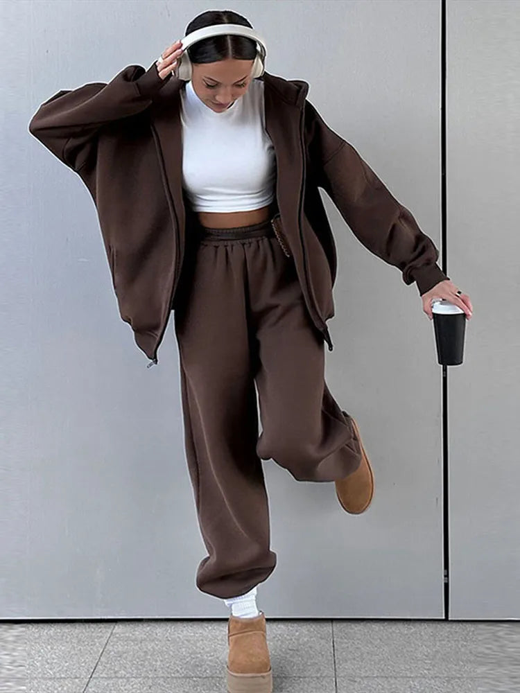 Set donna 2025 – tuta sportiva casual con felpa con cappuccio + pantaloni elasticizzati, outfit fitness & athleisure