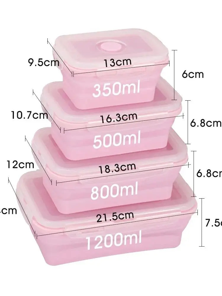 Contenitori Alimentari Pieghevoli 4 Pezzi – Set Salvaspazio in Silicone