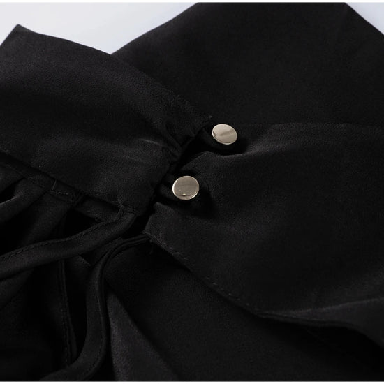 Abito da sera in raso con fiocco per donna – abito elegante schiena scoperta