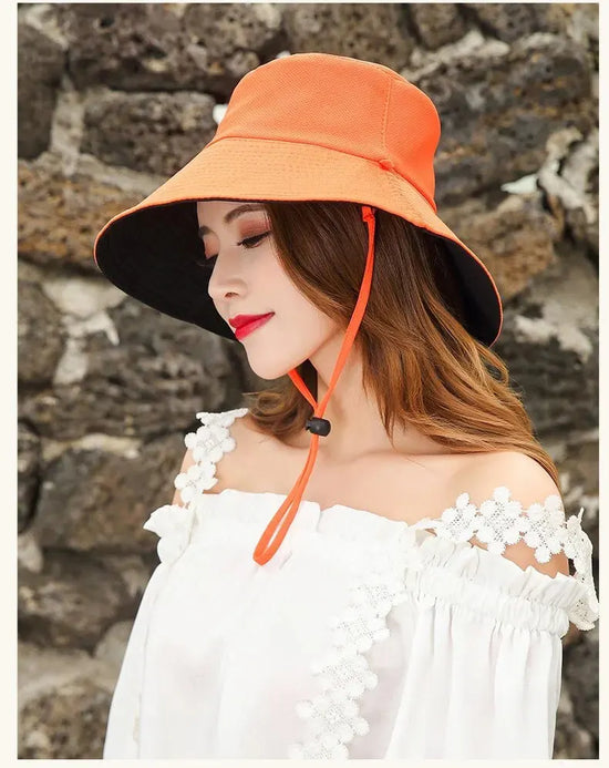 Cappello Estivo da Pescatore Donna – Visiera Larga Anti-UV Doppio Lato per Mare e Città